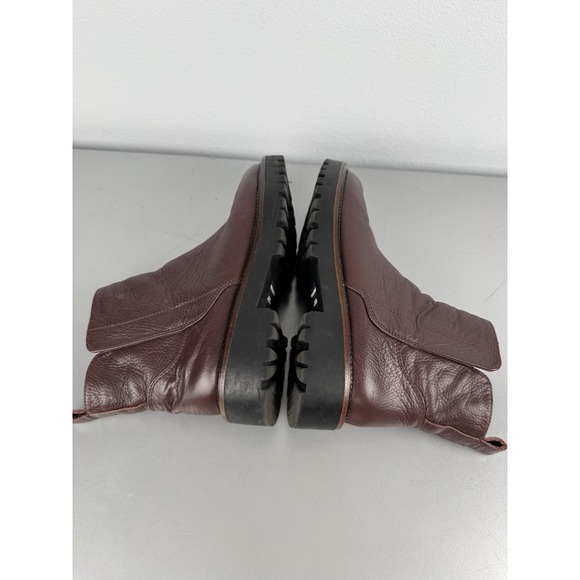Nordstrom Miller 2 Boots Womens 8.5 Wine Leather Side Zip Lug Chunky Water Res. - Picture 4 of 10